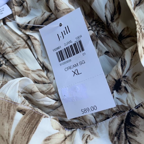 J JILL RUFFLED HI LOW HEM-BEIGE/CREAM FLORAL SKIRT - Picture 11 of 15